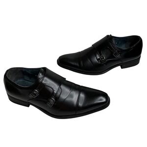 UV Signature Mens Black Double Monk Strap Cap Toe Dress Shoes UV010 Size 10.5